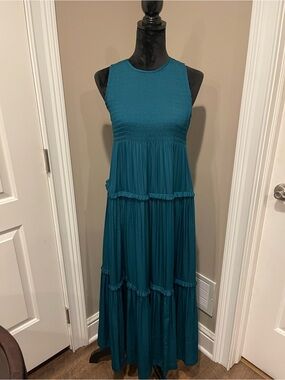 Ann Taylor Teal Sleeveless Maxi Dress